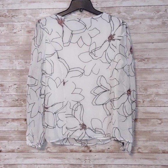 Alfani Floral Print Pleat Sleeve Top Petite Large - Picture 10 of 13